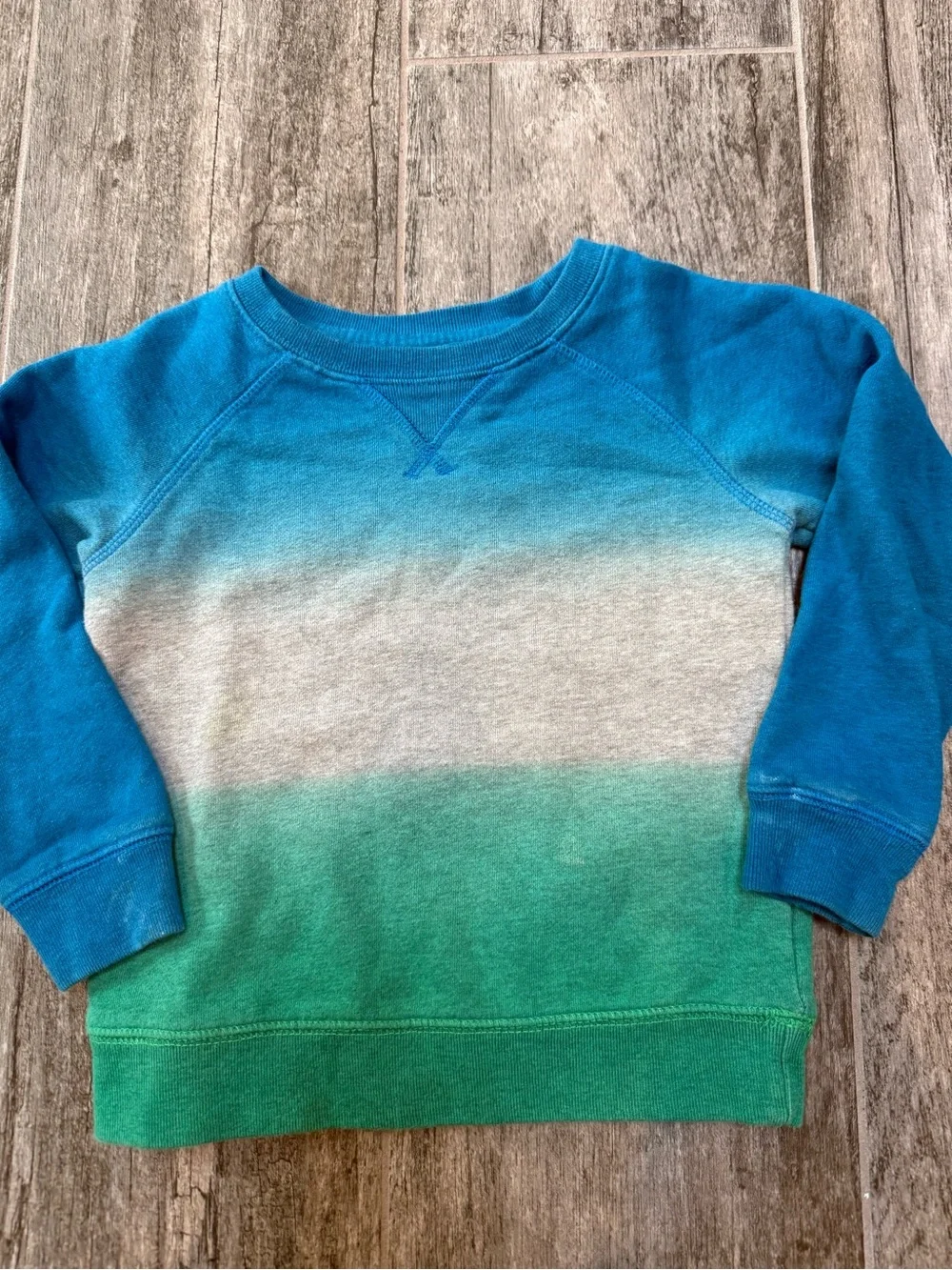 Mini Boden Toddler Blue, Gray, and Green Ombré Tie Dye Sweatshirt - 2-3T